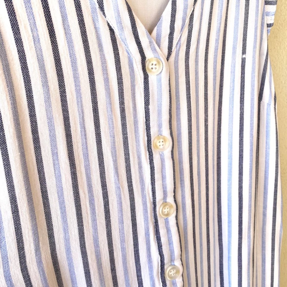 Lulu's Blue Striped Ruffled Button-Up Mini Dress - Picture 5 of 6
